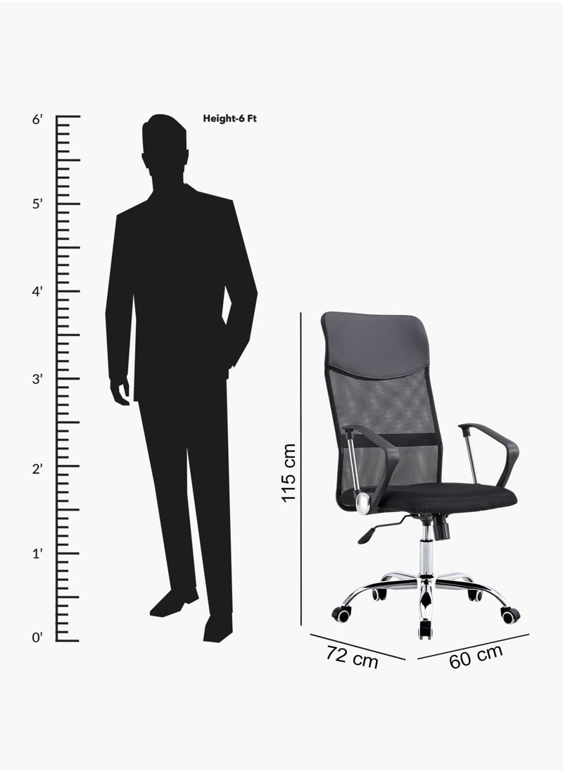 Ergonomic Office Chair Comfortable Mid Back Mesh Chair with Armrests, Adjustable Height, Swivel Chair, 360° Rotatable with Wheels Black