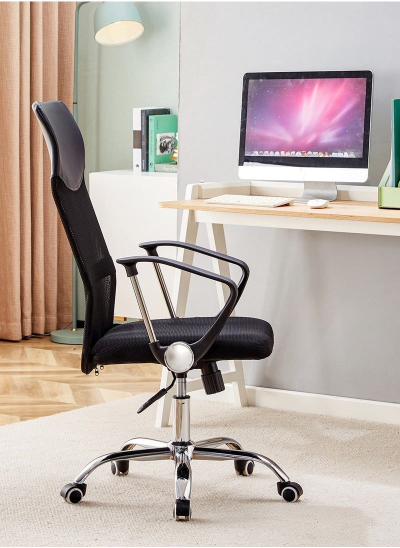 Ergonomic Office Chair Comfortable Mid Back Mesh Chair with Armrests, Adjustable Height, Swivel Chair, 360° Rotatable with Wheels Black