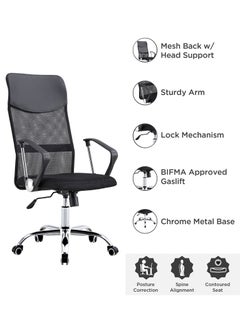 Ergonomic Office Chair Comfortable Mid Back Mesh Chair with Armrests, Adjustable Height, Swivel Chair, 360° Rotatable with Wheels Black - pzsku/Z831B3F1AEA7596837F29Z/45/_/1736950199/6372ab5b-9a49-4e2a-8d4b-e0b5b5567f30