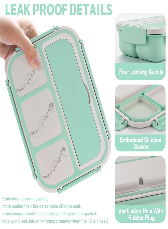 shell and turtle Bento Box Adult Lunch Box, Lunch Containers for Kids Girls Boys with 4 Compartments, Lunchable Food Container with Utensils, Sauce Jar, Muffin Liners, 40 Oz/5 Cup, Seafoam Green - Image 4