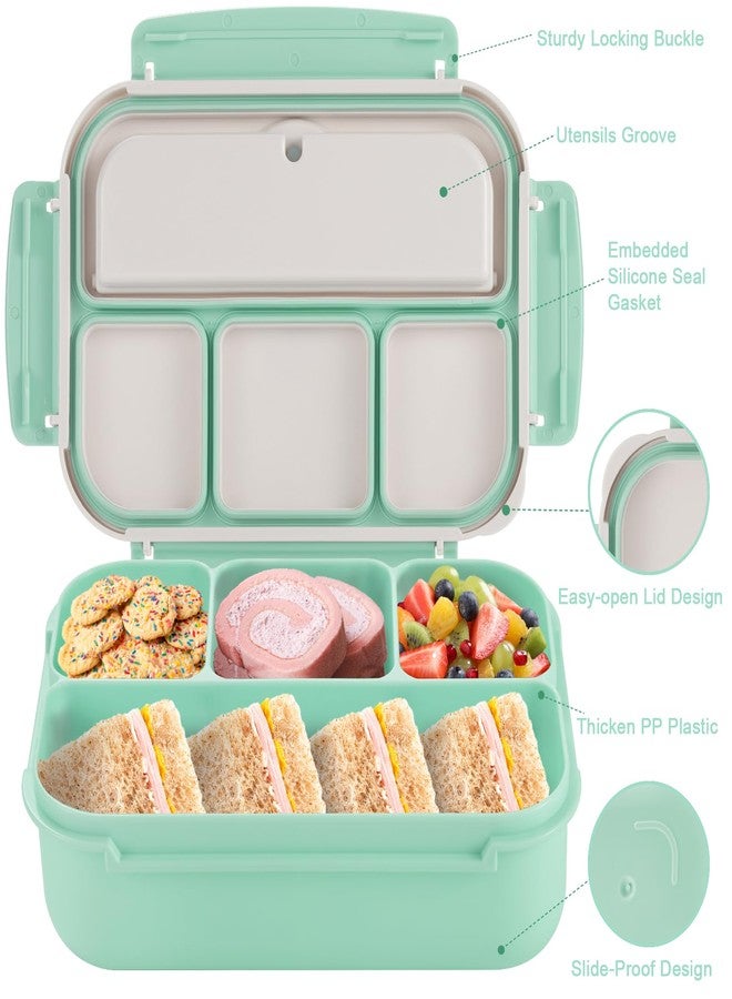 shell and turtle Bento Box Adult Lunch Box, Lunch Containers for Kids Girls Boys with 4 Compartments, Lunchable Food Container with Utensils, Sauce Jar, Muffin Liners, 40 Oz/5 Cup, Seafoam Green - Image 3
