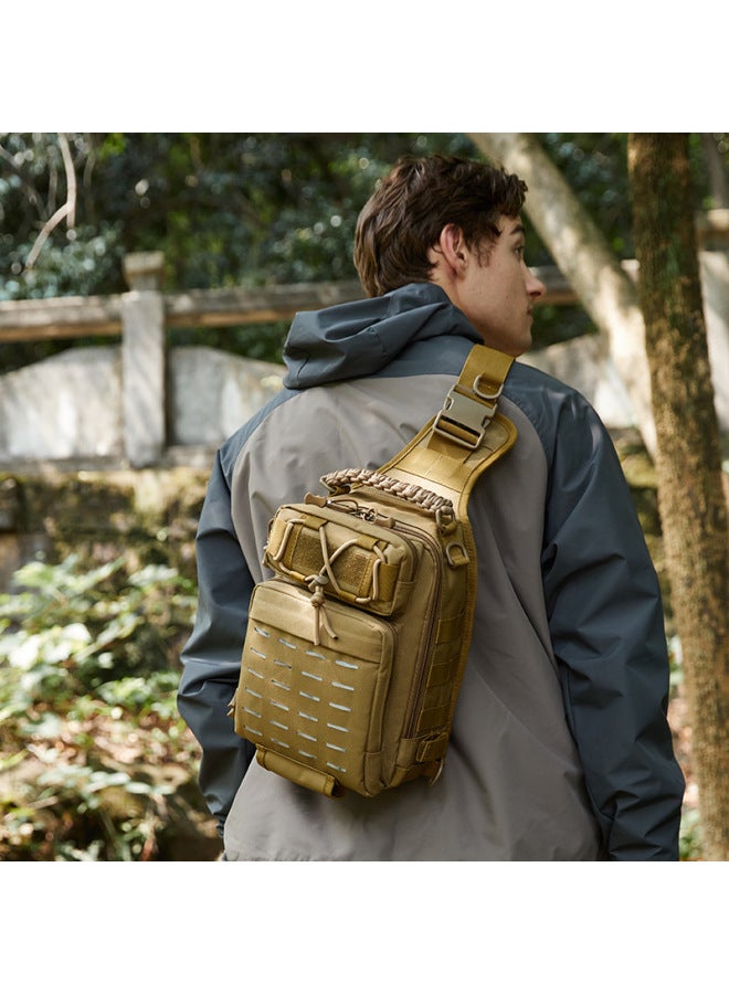 Generic Outdoor Crossbody Tactical Backpack Men's Camouflage Oxford Cloth Wear Resistant Single Shoulder Bag For Outdoor Sports-Color:CP Color