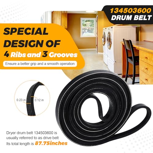 Techecook Upgraded 5303281153 Dryer Rear Drum Bearing & 134503600 Dryer Drum Belt Kit by Techecook - Compatible for Frigidaire Kenmore Dryers - Replaces PS459829 AP2142648 PS1148434 134163400 - Image 3