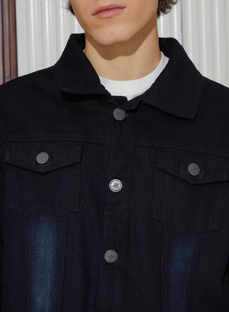 كامبوس سوترا Men's Prussian Blue Dark-Wash Relaxed Denim Jacket