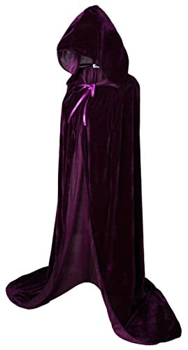 VGLOOK Unisex Adults Hooded Cloak Velvet Cape for Halloween Cosplay Costumes 59 inch Purple - Image 2