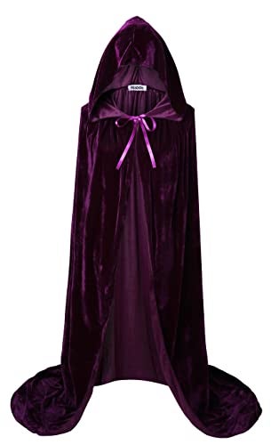 VGLOOK Unisex Adults Hooded Cloak Velvet Cape for Halloween Cosplay Costumes 59 inch Purple - Image 1