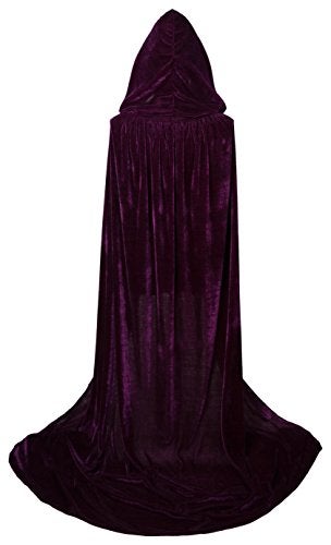 VGLOOK Unisex Adults Hooded Cloak Velvet Cape for Halloween Cosplay Costumes 59 inch Purple - Image 3