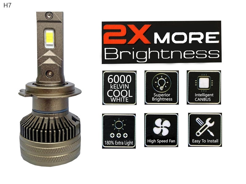autofriend مصباح أمامي LED، 40000 لومن، 6000K أبيض بارد، مقاوم للماء IP67 (af-Glowdrive-H7) - Image 3