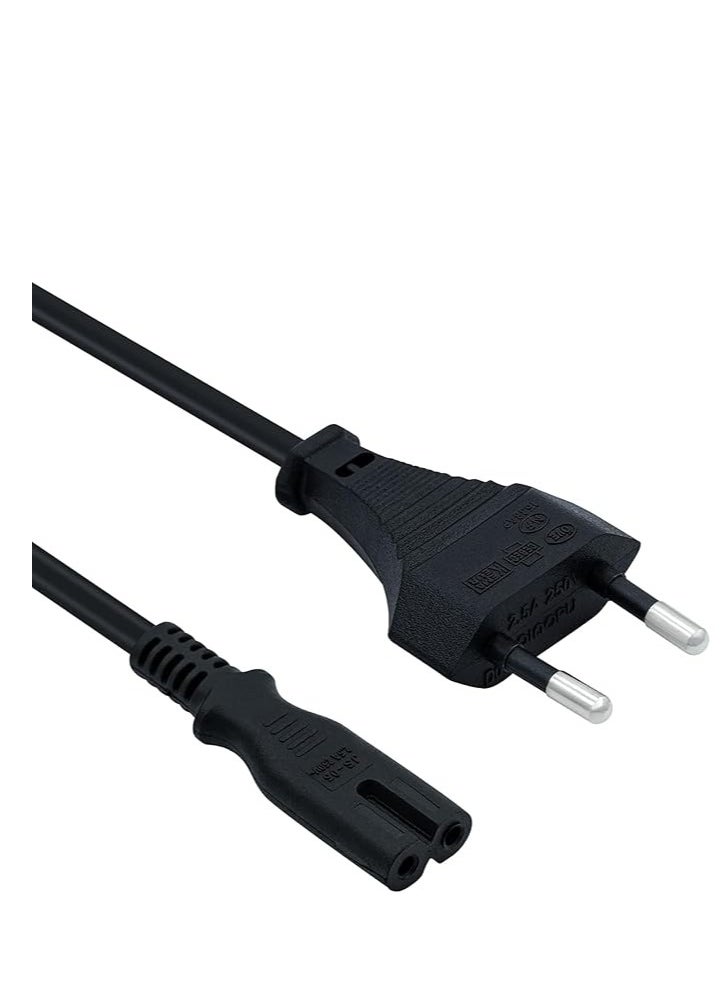 Generic 1 Meter 2 Pin Euro Plug C7 to Figure of 8 Power Cable for Samsung Philips LG Sony TV, PS4, PS3, Computer Monitors, Printers (1 Black)  - Image 1