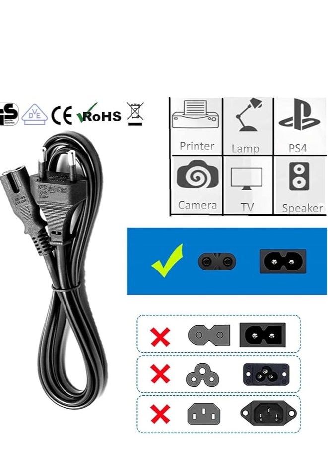 Generic 1 Meter 2 Pin Euro Plug C7 to Figure of 8 Power Cable for Samsung Philips LG Sony TV, PS4, PS3, Computer Monitors, Printers (1 Black)  - Image 3