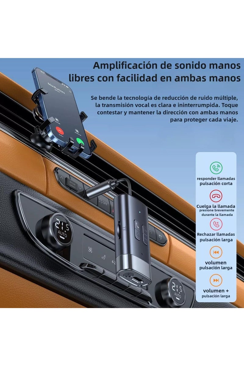 INSIJAM Car Bluetooth Audio Receiver and MP3 Player – Wireless Hands-Free Call Adapter with Stereo Output Memory Card Slot – Ideal for Car and Home Use – Plug and Play Wireless Music Streaming Device - Image 3