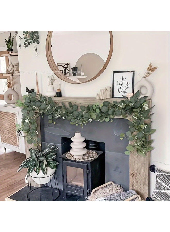 2 Pack 13Ft Artificial Eucalyptus Garland with Baby's Breath Flowers – Decorative Table Runner Vines for Wedding Arch, Home, Party, Wall, Table Decor (Green) - Image 3