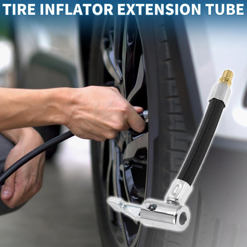 A ABSOPRO Tyre Inflator Extension Tube with Thread Adapters - 4.72 Inch Durable Air Compressor Hose - Image 3