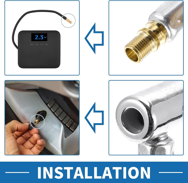 A ABSOPRO Tyre Inflator Extension Tube with Thread Adapters - 4.72 Inch Durable Air Compressor Hose - Image 4