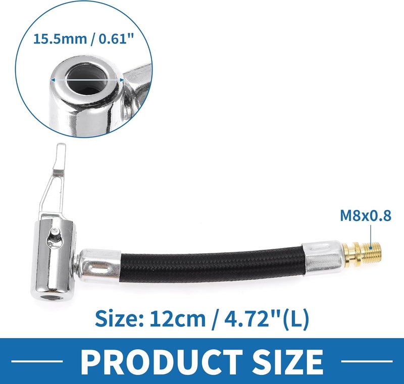 A ABSOPRO Tyre Inflator Extension Tube with Thread Adapters - 4.72 Inch Durable Air Compressor Hose - Image 5