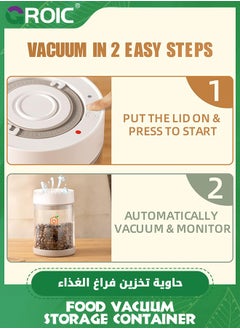 GROIC Intelligent Food Vacuum Storage Container, Date Display, One Click Automatic Exhaust, Airtight Food Container, Coffee Storage Can Glass, With Magnetic Charging (600ml)  - Image 4
