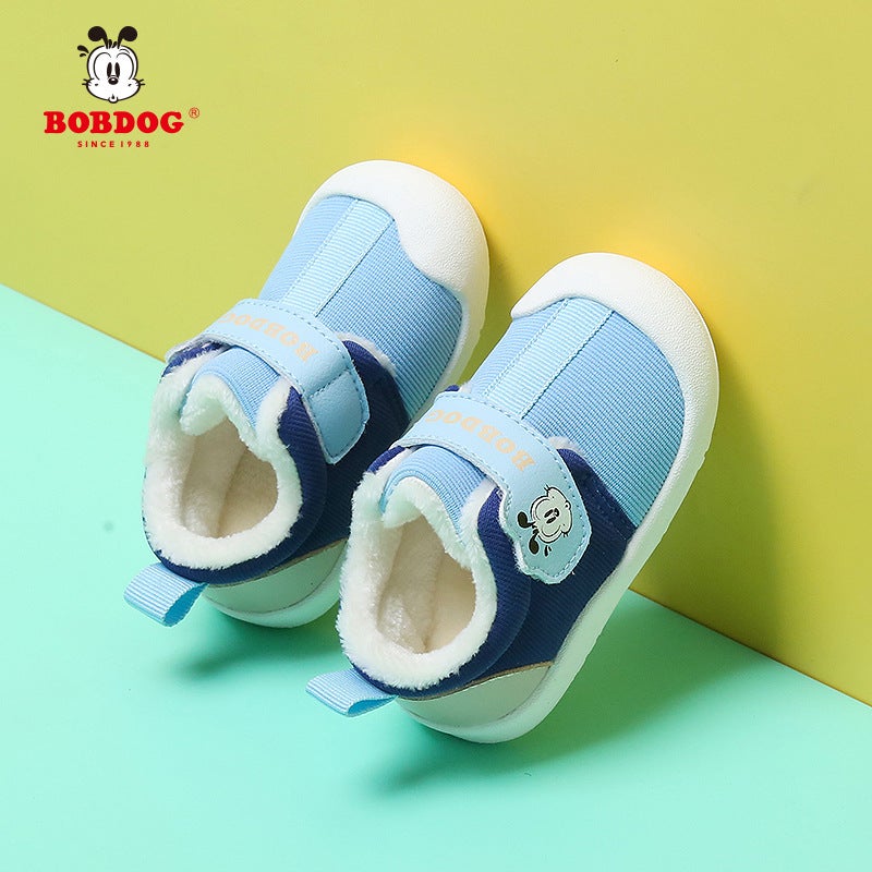Babu Beans Two Cotton Shoes Winter Male Baby Toddler Shoes Fleece-Lined Thick Baby Functional Shoes Non-Slip Warm Girls - Image 2