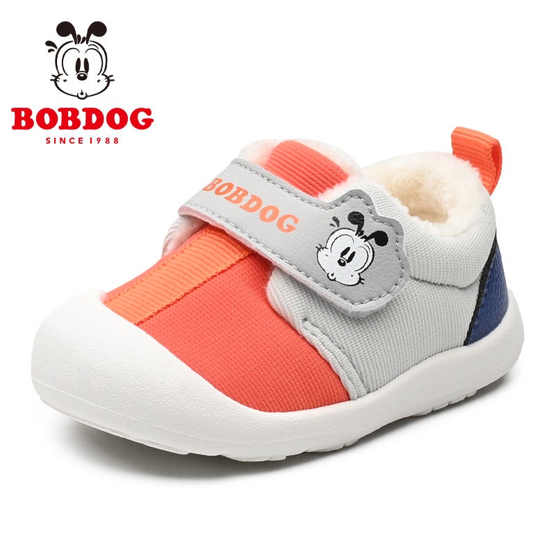 Babu Beans Two Cotton Shoes Winter Male Baby Toddler Shoes Fleece-Lined Thick Baby Functional Shoes Non-Slip Warm Girls - Image 1