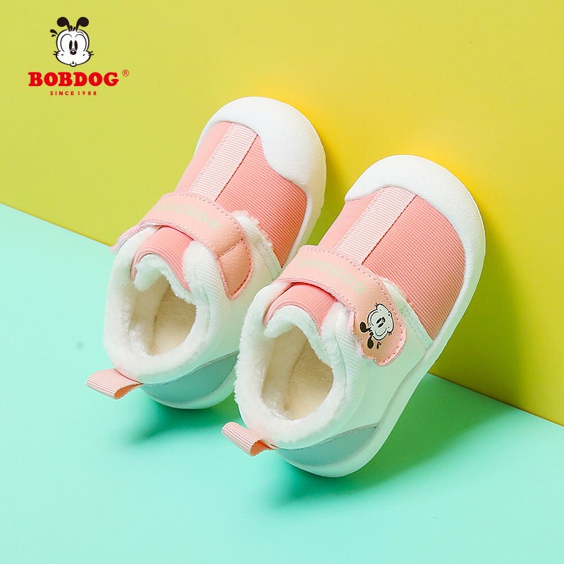 Babu Beans Two Cotton Shoes Winter Male Baby Toddler Shoes Fleece-Lined Thick Baby Functional Shoes Non-Slip Warm Girls - Image 4