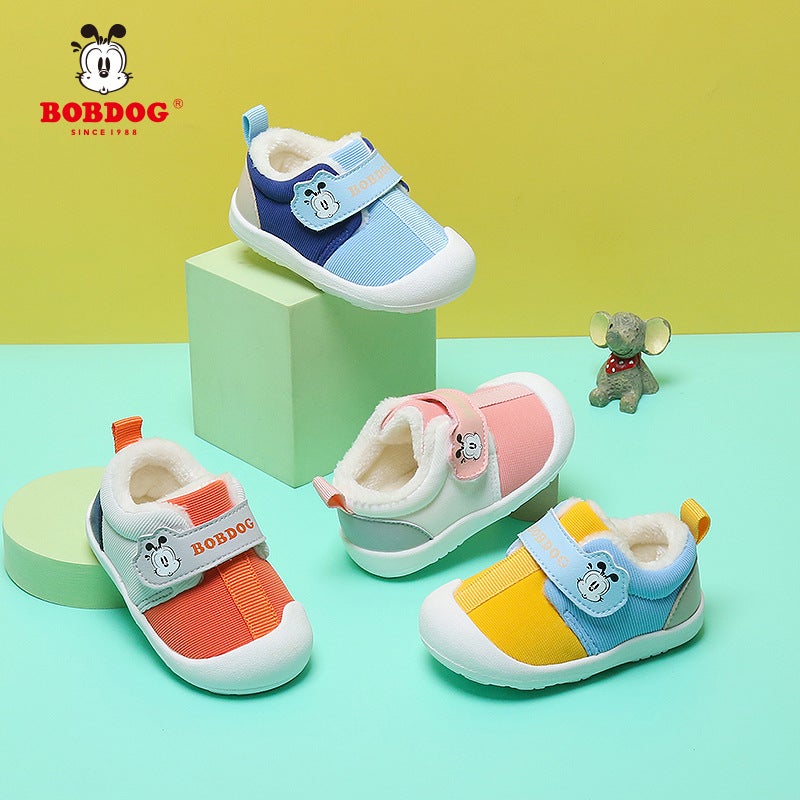 Babu Beans Two Cotton Shoes Winter Male Baby Toddler Shoes Fleece-Lined Thick Baby Functional Shoes Non-Slip Warm Girls - Image 3