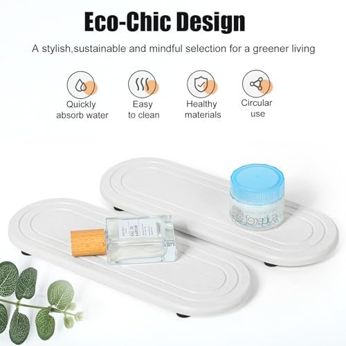 Lyxel 2PCS Water Absorbing Stone Tray, Fast Drying Diatomite Stone Sink Tray, Water Absorbent Diatomite Coasters, Stones Soap Trays for Kitchen Sink, Bathroom Counter Hand Soap Dish & Holders - Image 5