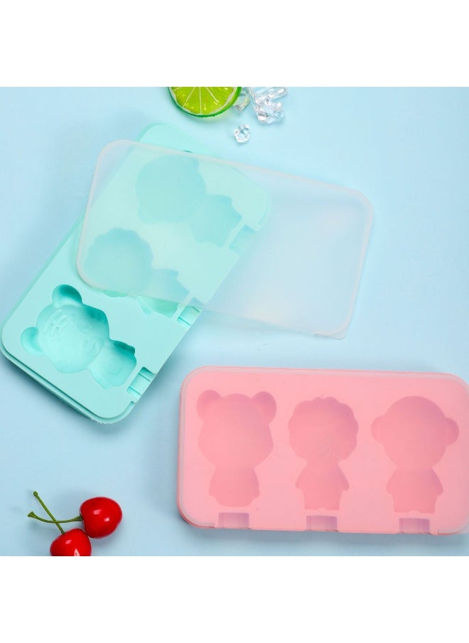 NIBEMINENT - 3-Cavity Ice Cream Mold with Silicone Lid and Wooden Sticks - Home Popsicle Maker, Ice Cream Mold - Image 1