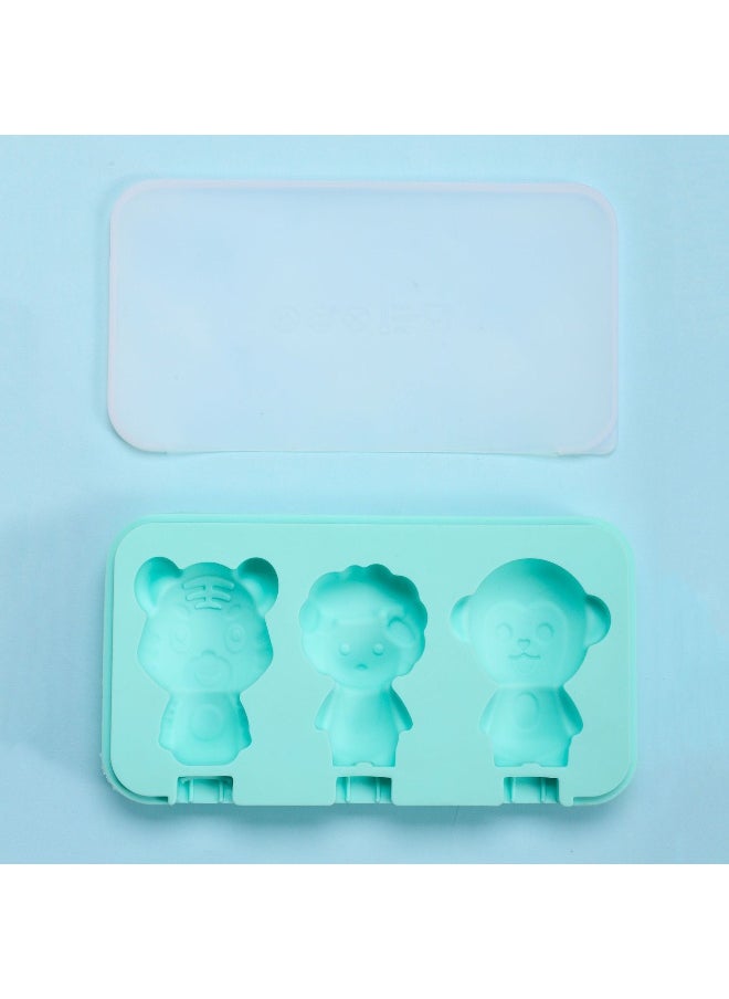 NIBEMINENT - 3-Cavity Ice Cream Mold with Silicone Lid and Wooden Sticks - Home Popsicle Maker, Ice Cream Mold - Image 1