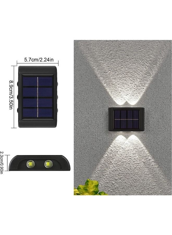 BLUE CORAL - 4 Pcs Solar Fence Lights, Outdoor Lights Solar Deck Lamp Solar Wall Lamp, LED Up Down Lighting Waterproof for House Deck Step Patio, Doorway, Path, Porch, Garden Landscape Lighting, Warm - Image 1