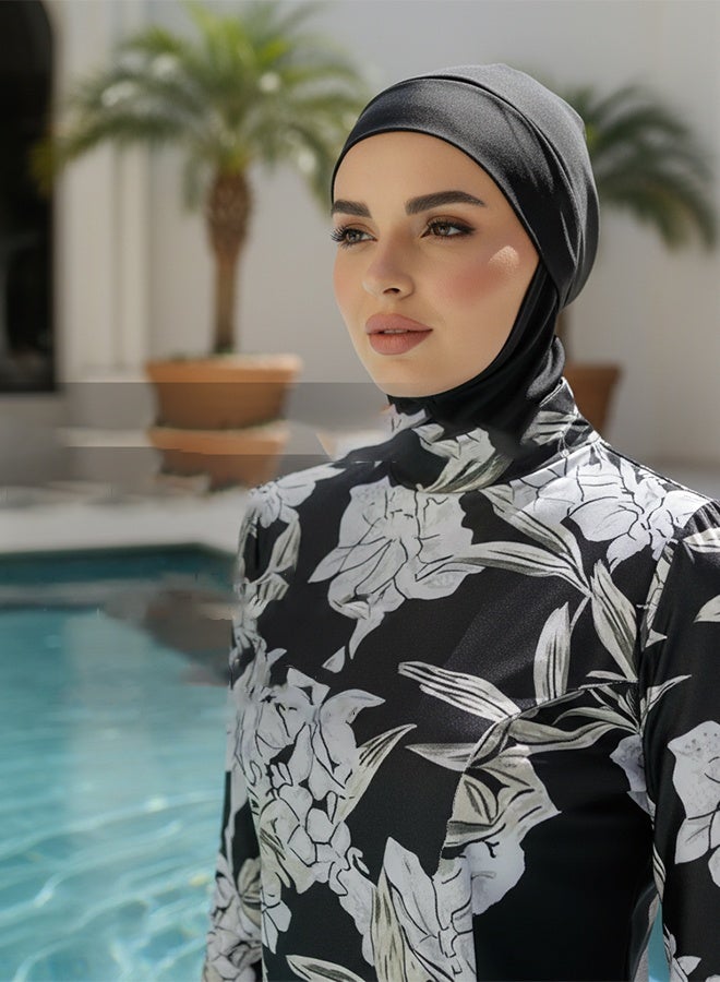 GONEO Muslim Swimsuits for Women Modest Islamic Arabic Swimwear Burkini Full Cover Hijab Top Pants Swimming Cap Bathing Suits - Image 3