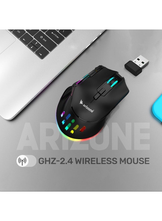 Arizone AM-06 Professional 6D Wireless Mouse with One-Click Desktop Access black - Image 4