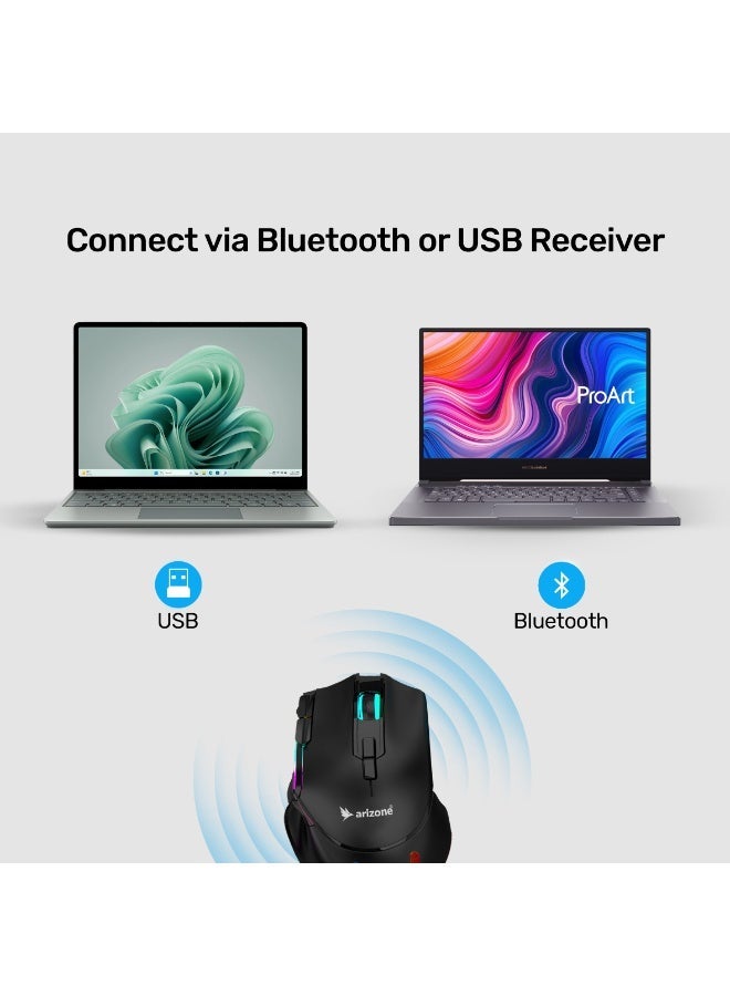 Arizone AM-06 Professional 6D Wireless Mouse with One-Click Desktop Access black - Image 3