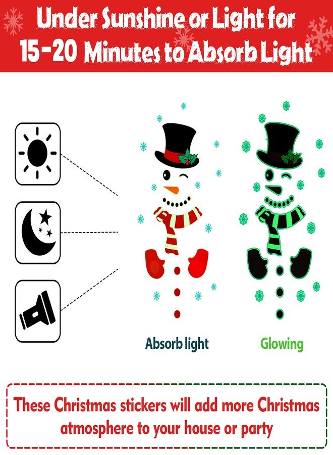 Spakon 4 Sheets Christmas Door Stickers Decor Large Snowman Stickers Luminous Snowman Door Snowflake Decals for Refrigerator Wall Window Christmas Decorations(Lovely Style) - Image 4
