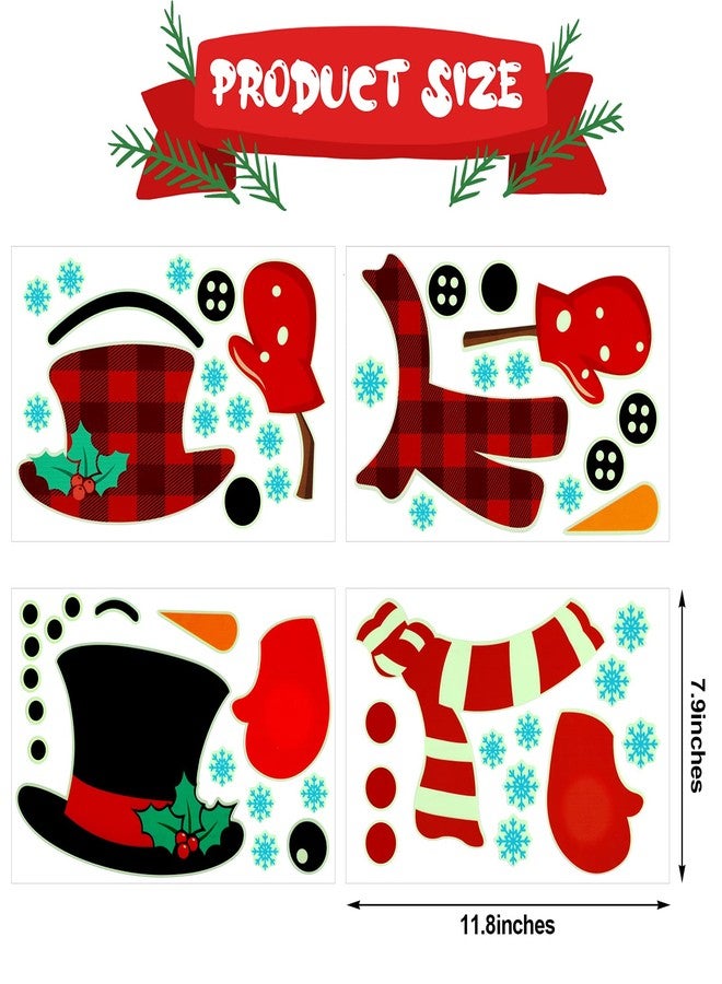 Spakon 4 Sheets Christmas Door Stickers Decor Large Snowman Stickers Luminous Snowman Door Snowflake Decals for Refrigerator Wall Window Christmas Decorations(Lovely Style) - Image 2