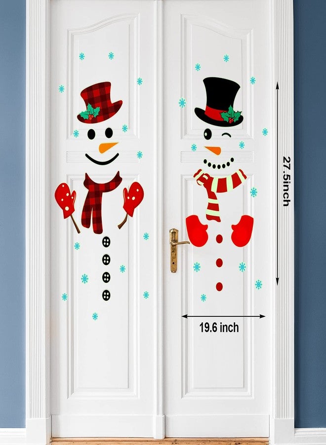 Spakon 4 Sheets Christmas Door Stickers Decor Large Snowman Stickers Luminous Snowman Door Snowflake Decals for Refrigerator Wall Window Christmas Decorations(Lovely Style) - Image 3