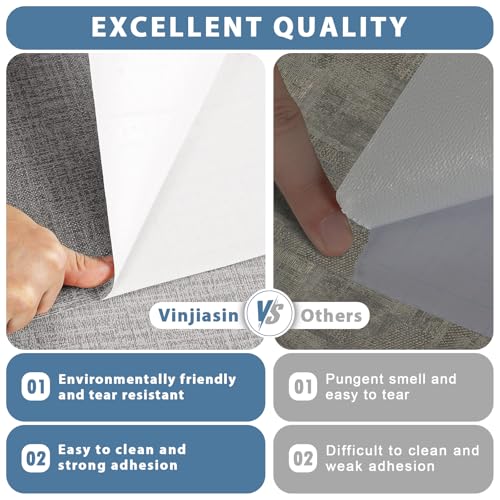 Vinjiasin Grasscloth Peel and Stick Wallpaper Vintage Textured Contact Paper Grasscloth Self Adhesive Removable Wall Paper for Bedroom Cabinets Drawers Covering (15.7" x 78.7") - Image 5