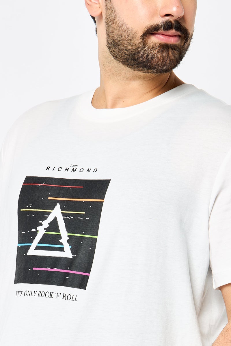 JOHN RICHMOND Men Crew Neck Short Sleeves Graphic Print T-Shirt, White - Image 3