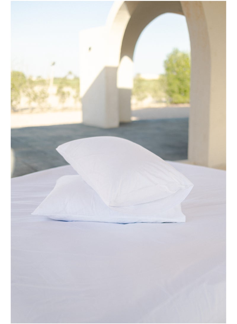 More cottons - Percale Fitted Bedsheet With 2 Pillow Cases (200TC) White - Image 1