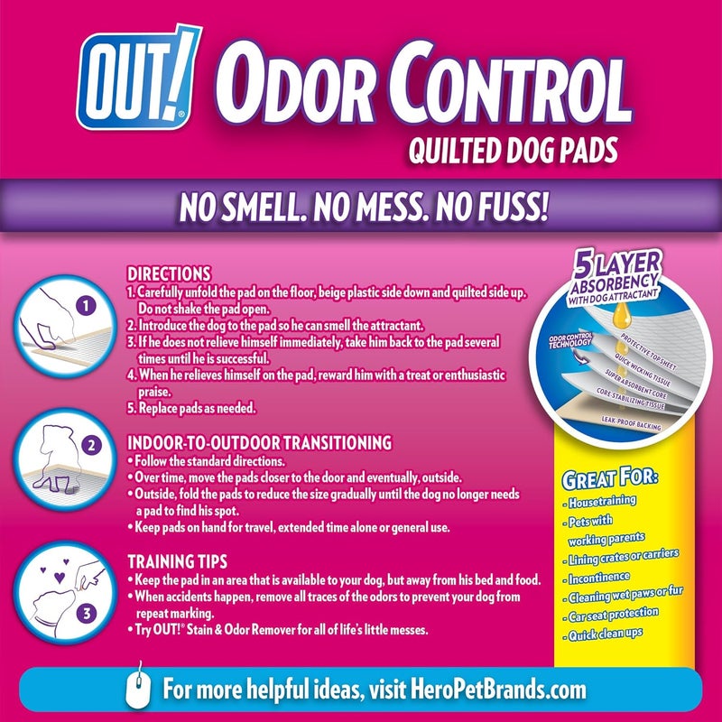 OUT Petcare XL Dog Training Pads Odor Control Dog Pads Extra Large Pee Pads for Dogs Puppy Pee Pads Leak Proof Disposable 26x24 60 Count - Image 2