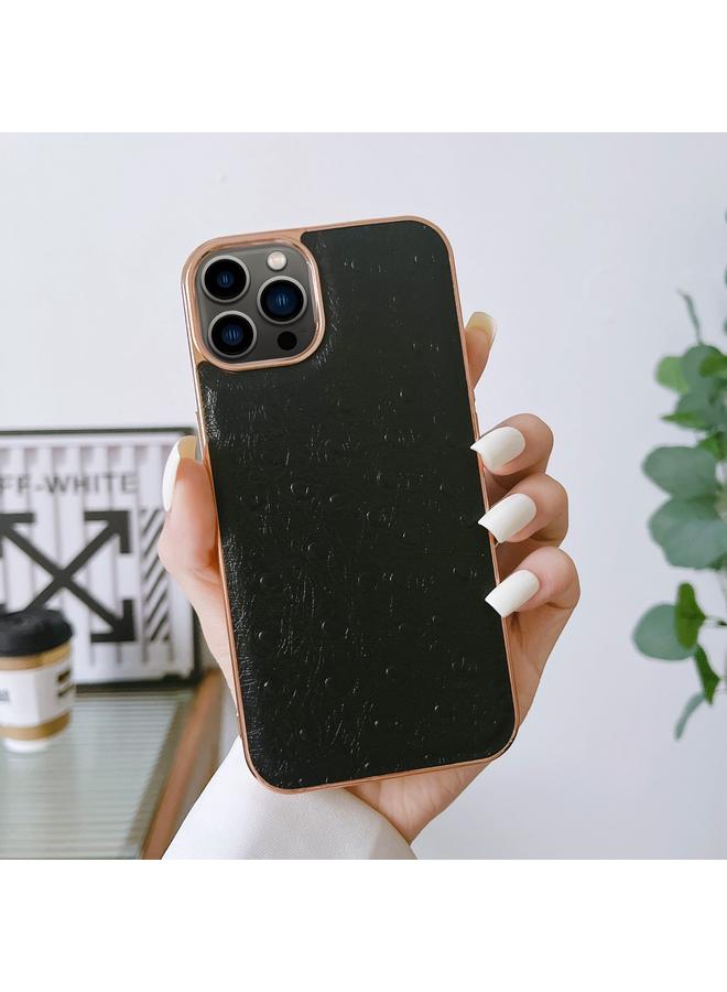 زبون جراب لهاتف iPhone 13 Pro Max مصنوع من جلد طبيعي بنمط جلد النعام مع طبقة نانوية - Image 2