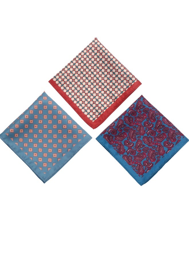 زوفيرنو كلاسيكو طقم مناديل الجيب للرجال من زوفرنو كلاسيكو – ٣ مناديل فاخرة (٢٨×٢٨ سم) – كحلي/رملي/أزرق - Image 1