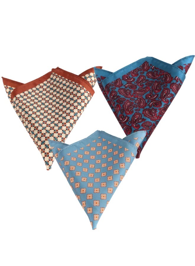 زوفيرنو كلاسيكو طقم مناديل الجيب للرجال من زوفرنو كلاسيكو – ٣ مناديل فاخرة (٢٨×٢٨ سم) – كحلي/رملي/أزرق - Image 2