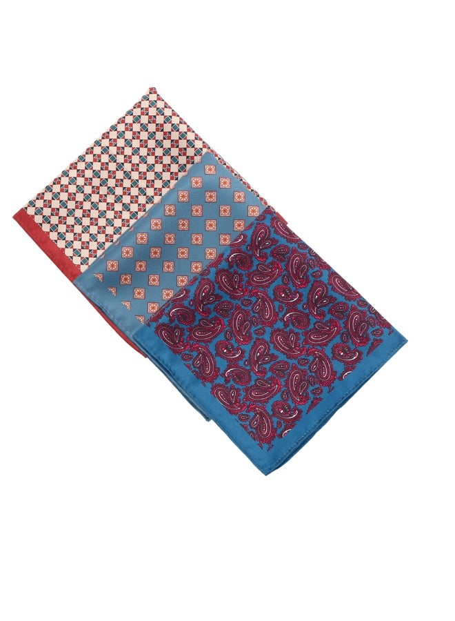 زوفيرنو كلاسيكو طقم مناديل الجيب للرجال من زوفرنو كلاسيكو – ٣ مناديل فاخرة (٢٨×٢٨ سم) – كحلي/رملي/أزرق - Image 4