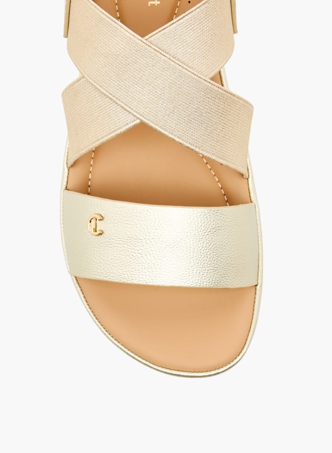 Le Confort Women Textured Cross Strap Sandals with Elasticated Backstrap  - Image 4