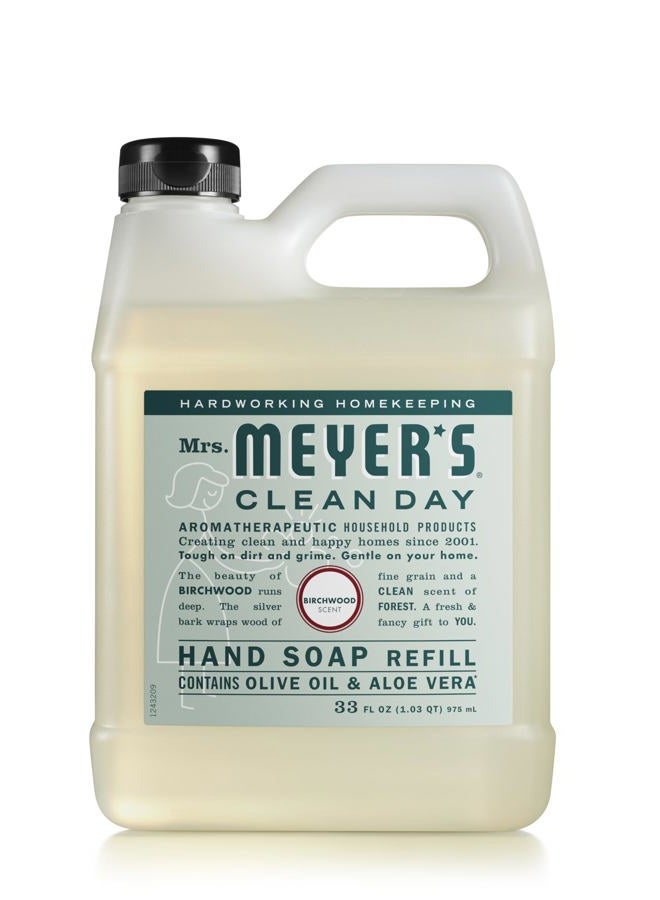 Mrs. Meyer's Clean Day Liquid Hand Soap Refill, Birchwood Scent, 33 Ounce Bottle - Image 1