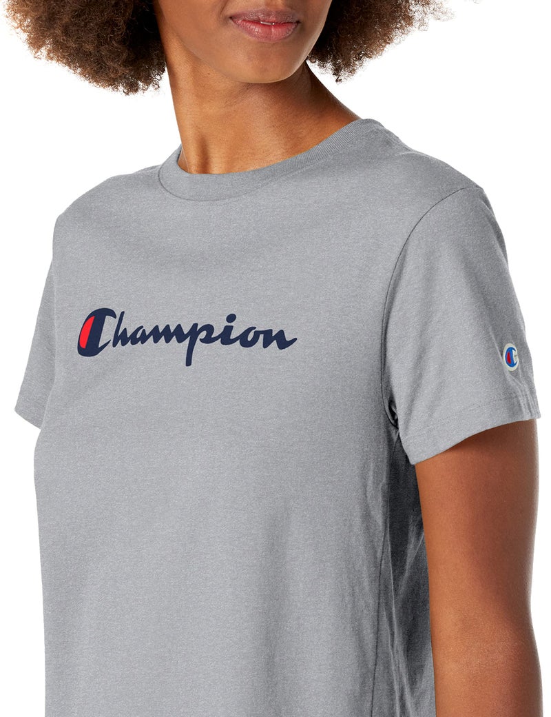 Champion womens Classic Tee, Script Logo T Shirt, Oxford Gray-y08113, Small US - Image 3