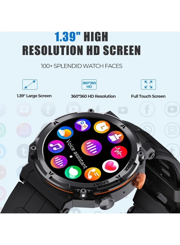 Buddy Smart Watch Crown J2, 1.39" LCD Touch Screen , Bluetooth V5.2 , Water Resistance , 400 mAh Battery ,Silicon Strap, Black - Image 3