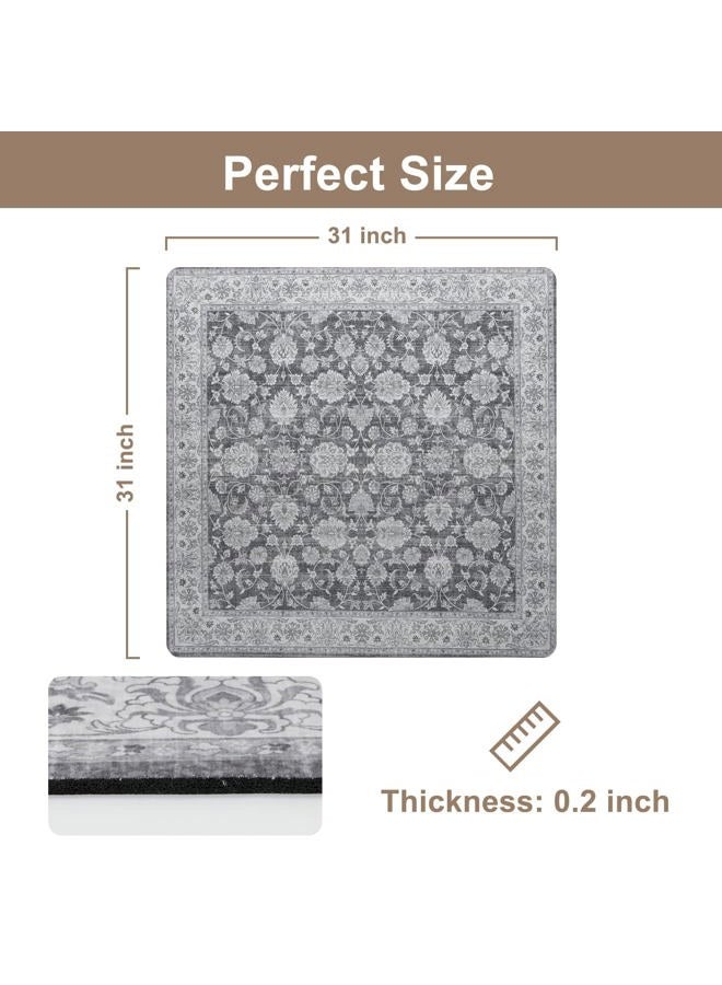 Ojia Non-Slip Stair Treads Matching Mat for Wooden Steps, Square Rubber Backing Anti-Slip Stair Carpet Landing Mat Stair Rugs 31x31 inch, Gray - Image 3