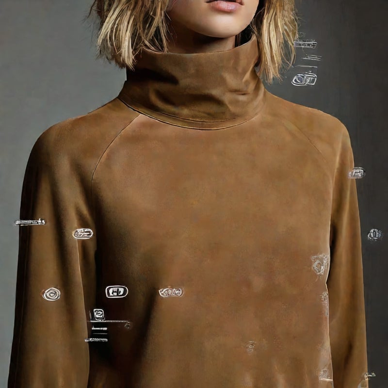 Fashion High Neck Long Sleeve Pocket Mini Dress - Image 2