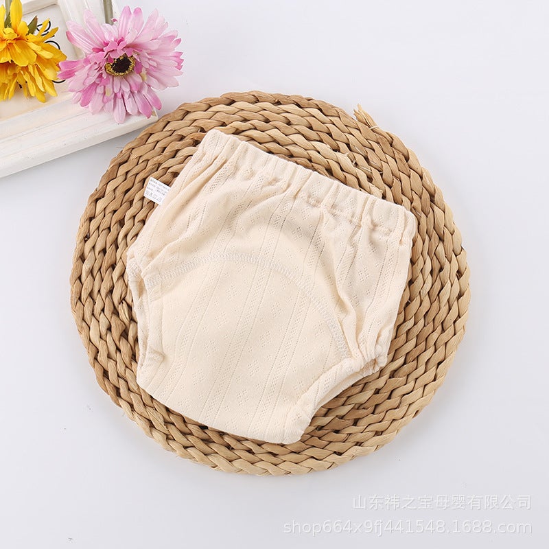 Baby Training Pants Baby Cotton Breathable Waterproof Toilet Gauze Washable Quick-drying Learning Underwear for Boys and Girls Light yellow