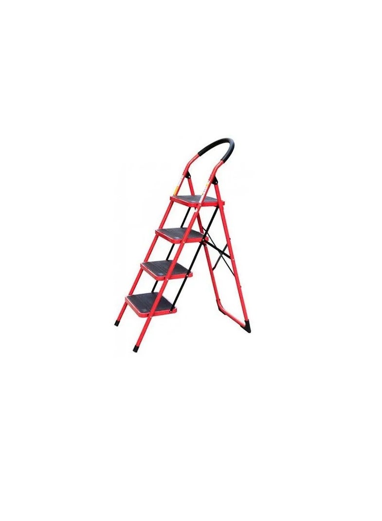 KNP Showay Red Steel 4 Step Ladder 150kg this ladder supports up to 150kg, making it ideal for home, office, and industrial use.  - Image 1